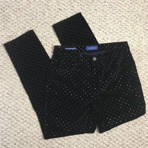 Talbots high rise, gold dotted, black pants, sz 6P